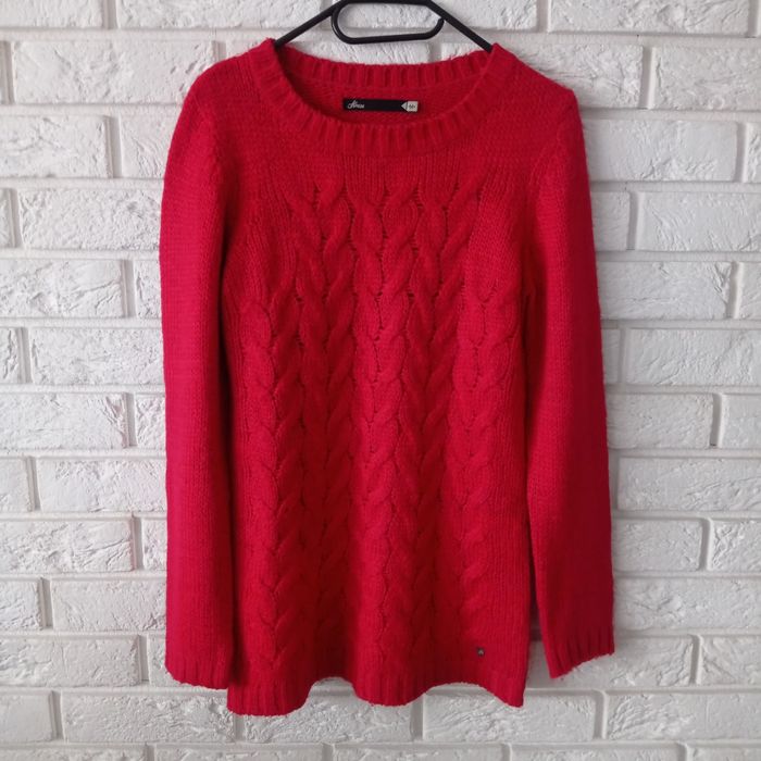 Sweter czerwony wzór pleciony House rozmiar M 38