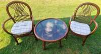 Zestaw ogrodowy ratanowy dwa fotele stolik styl boho