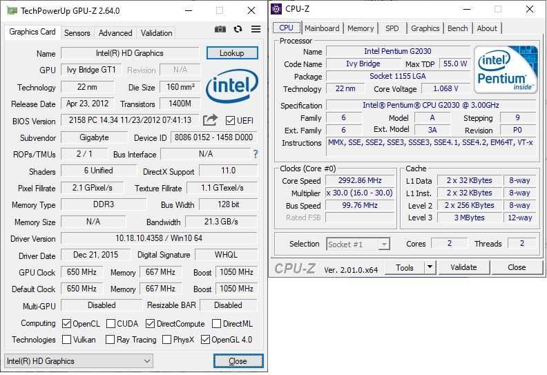 Комплект ПК: GA-H61M-S2PV + Pentium G2030 + 4GB DDR3 + HDD 320GB