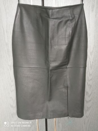 Skórzana spódnica 38cm czarna