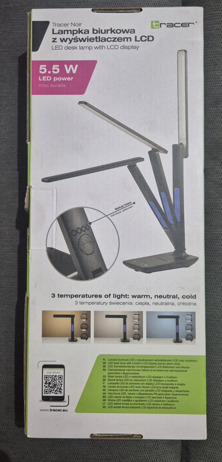 Lampka biurowa LED  z wyświetlaczem LCD
