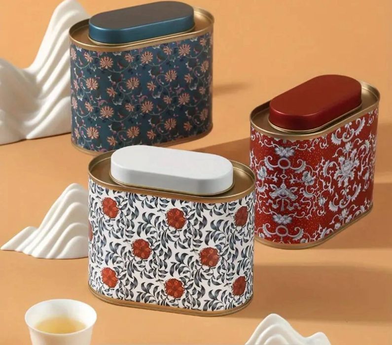 Набір металевих банок для чаю "Флора" (3 шт.), для зберігання кави