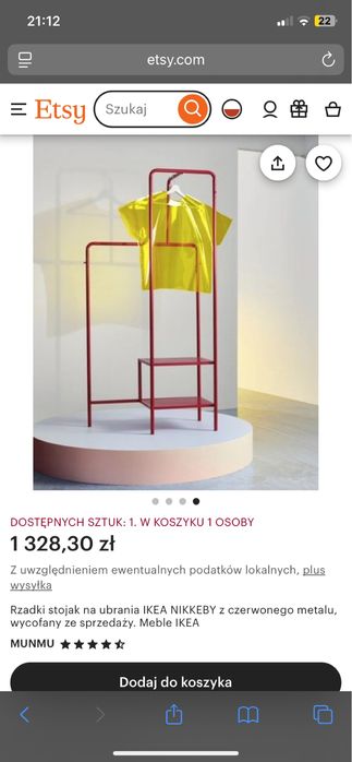 Ikea Nikkeby wieszak czerowny unikat stojak na ubrania