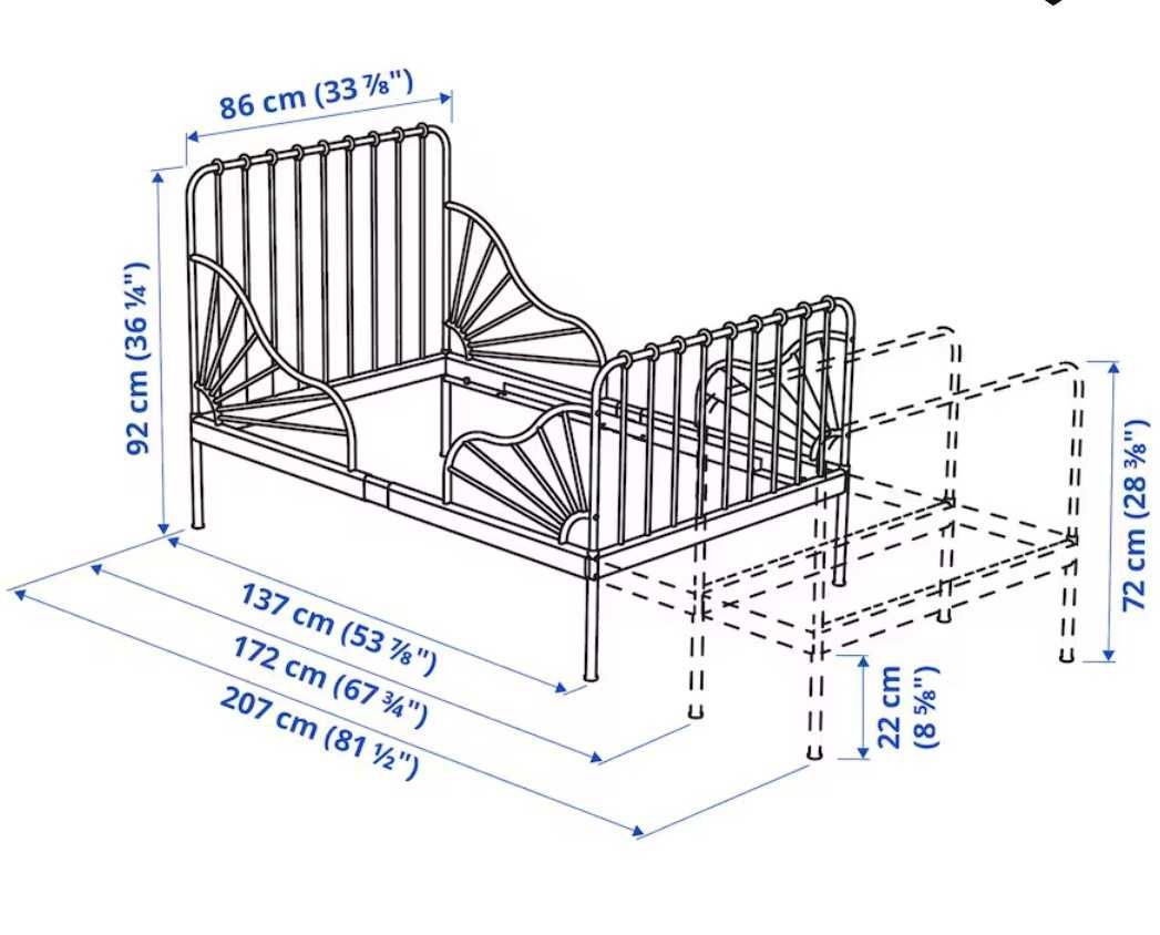 Cama extensível com estrado e colchão