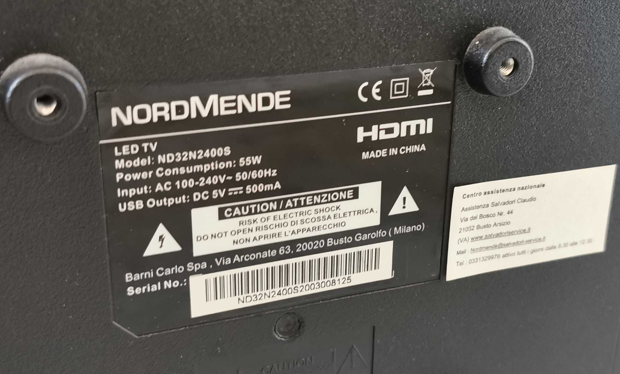 Telewizor NORDMENDE LED TV model ND32N2400S 32" USB, HDMI, VGA, SCART