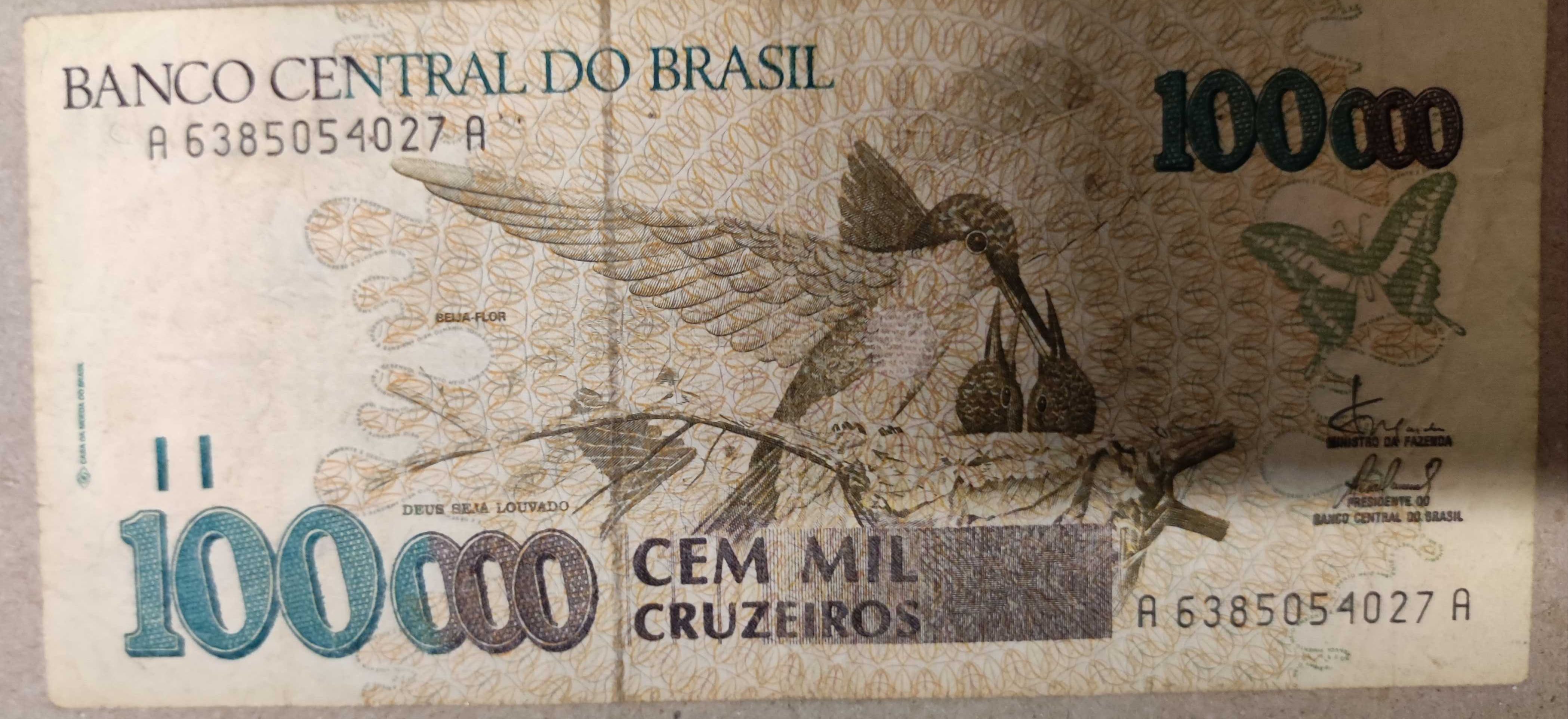 Nota 100 000 Cruzeiros (Brasil) 1992/1993