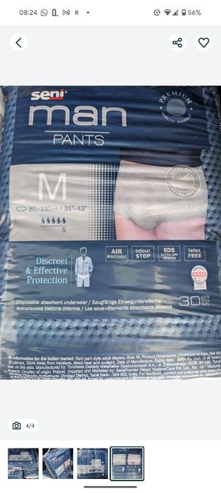 Pieluchomajtek 60 sztuk Seni MEN rozm M