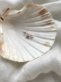 Сережки пусети гвоздики з перлами жемчуг перлинки натуральними