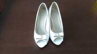 Buty szpilki pantofelki ślubne białe ecru 39