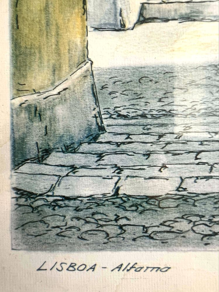 Pintura aguarela assinada por Júlio Sanches 1913