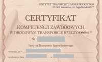 Certyfikat Kompetencji Zawodowych w Drogowym Transporcie oraz spedycji