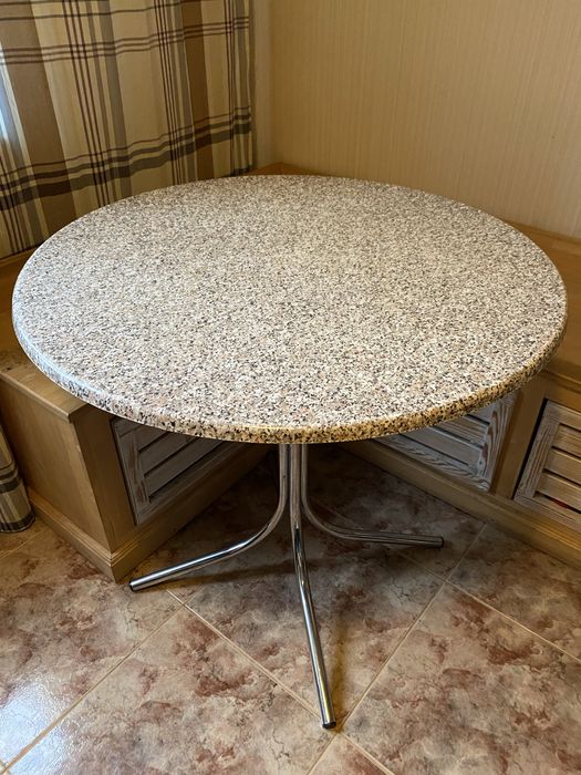 Стіл кухонний круглий обідній SM FRANCE кавовий на терасу