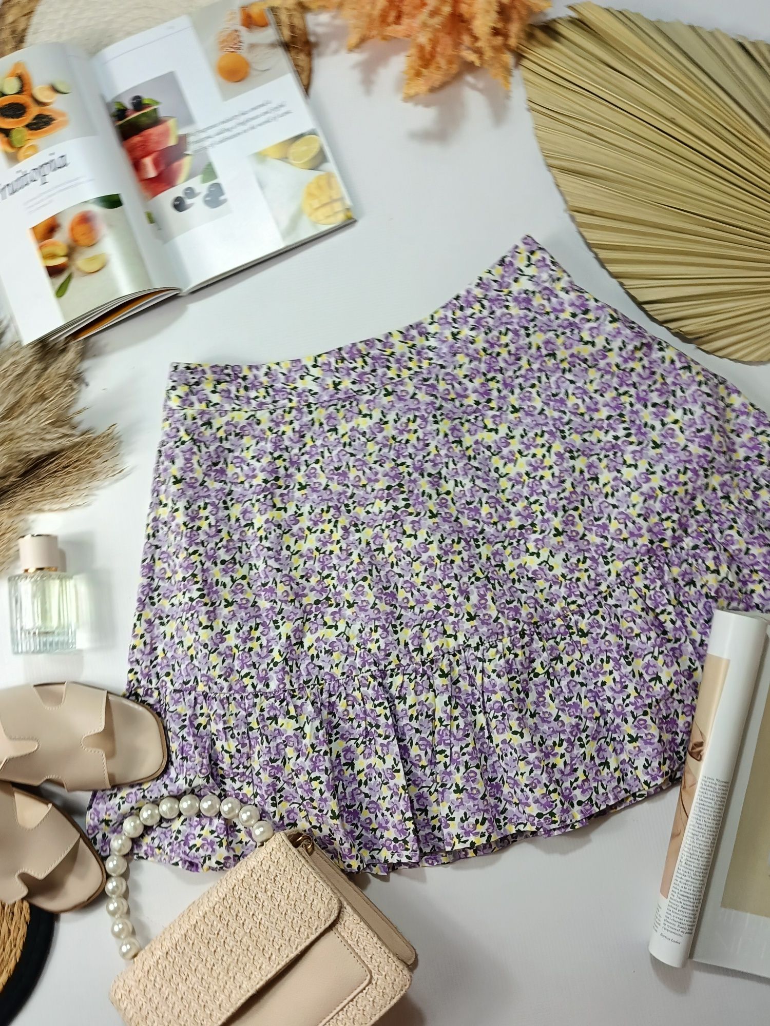Spódniczka damska mini krótka fioletowa w kwiatki rozmiar M Vero moda