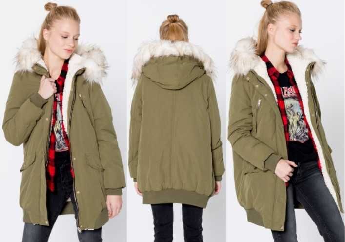 PULL&BEAR parka BOMBER misio KHAKI ociepl 36 S