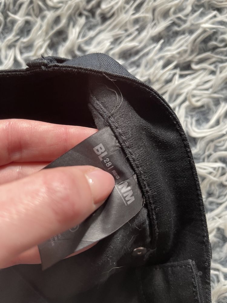 Jeansy woskowane czarne granat BLK DNM roz 28 nowe wysoki stan