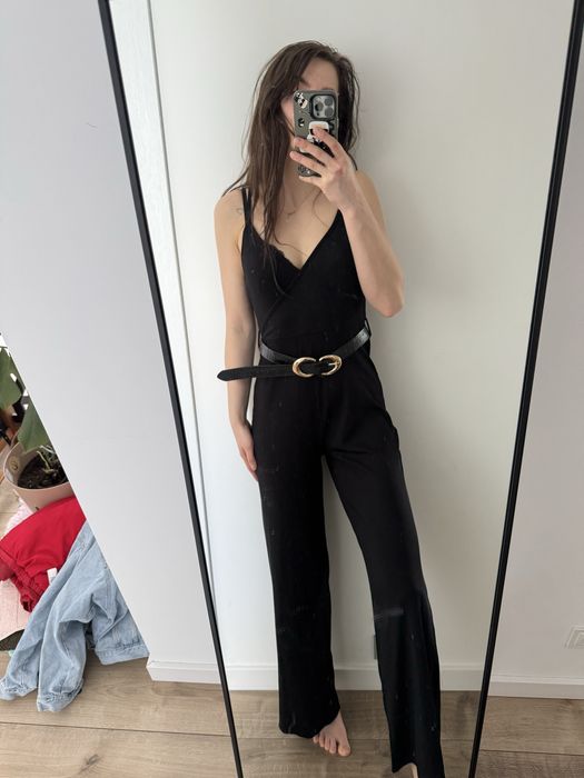 Kombinezon czarny miss selfridge z paskiem