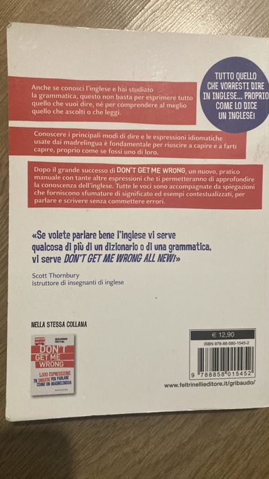Livro italiano-ingles “don’t get me wrong”