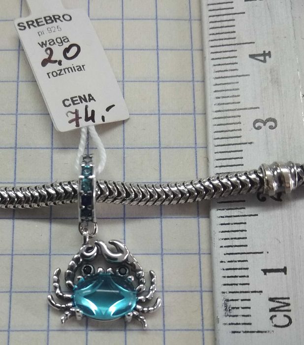 Charms Krab na lato z szafirkami Srebro 925 NOWE