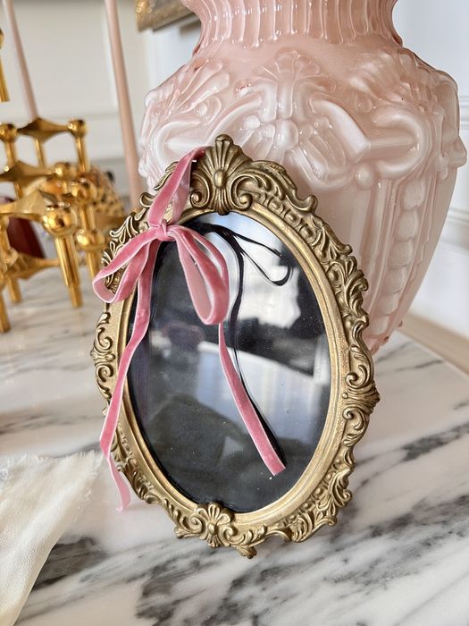 Ramka rama mosiężna na zdjęcie zdjęcia mosiądz vintage owalna