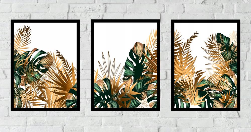 30x40 obrazy w ramie plakaty ramka  OBRAZ ZŁOTE LIŚCIE MONSTERA