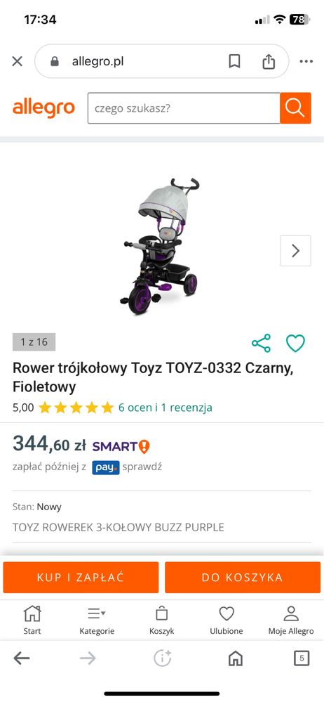 Rowerek trojkołowy Toyz