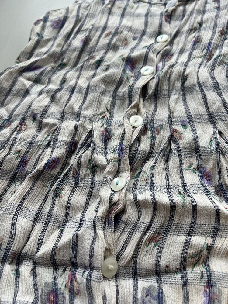 Midi vintage/retro sukienka w kratkę, kwiatki; M/L