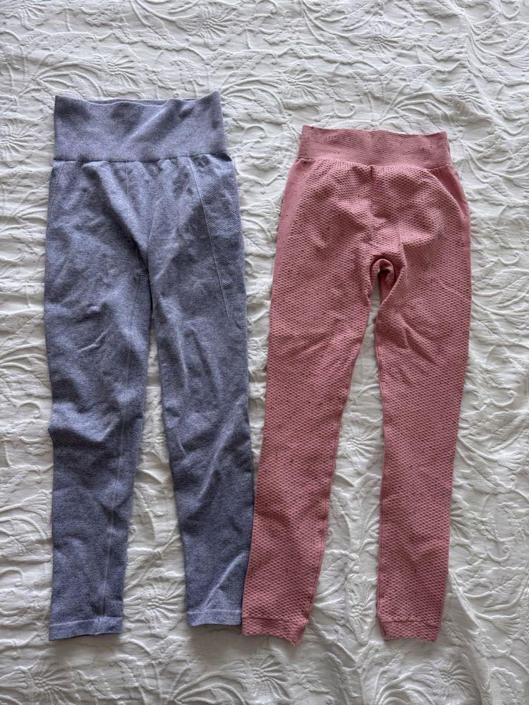 2 calças leggings s prozis cintura alta lilas cintura regular peach