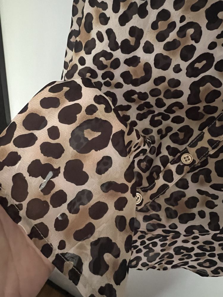 H&M S 36 koszula mgiełka cętki panterka leopard tunika animal print