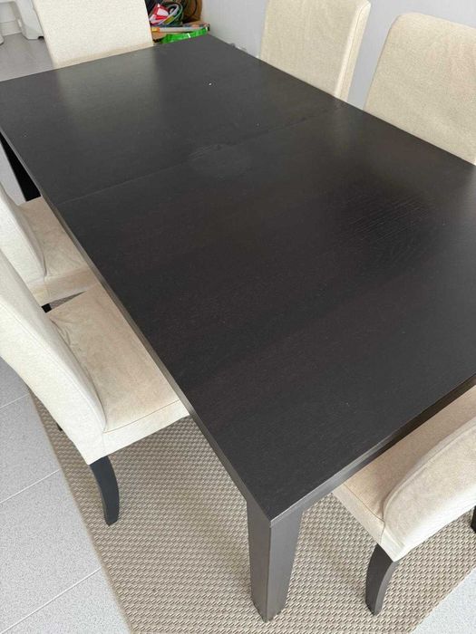 Conjunto mesa Bjursta + 6 cadeiras c/capa Henriksdal | IKEA