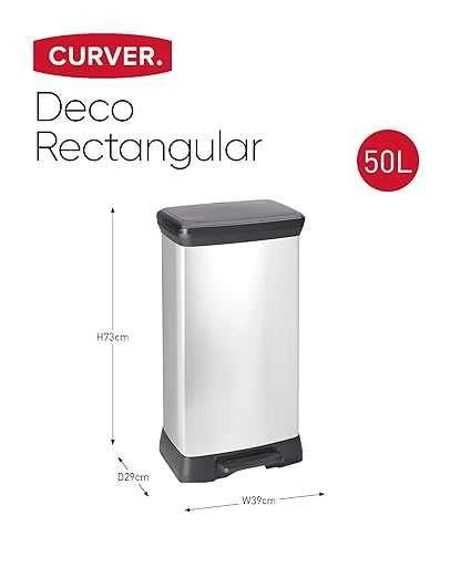 curver kosz na śmieci deco bin 50l srebrny