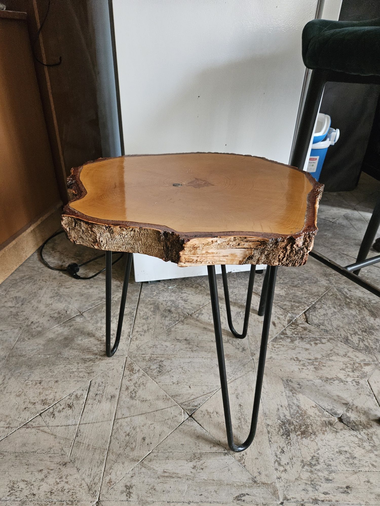 Stolik kawowym drewniany loft plaster drzewna