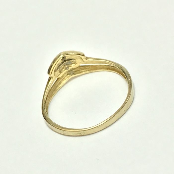 Złoty pierścionek 14K żółte i BIAŁE złoto BRYLANT