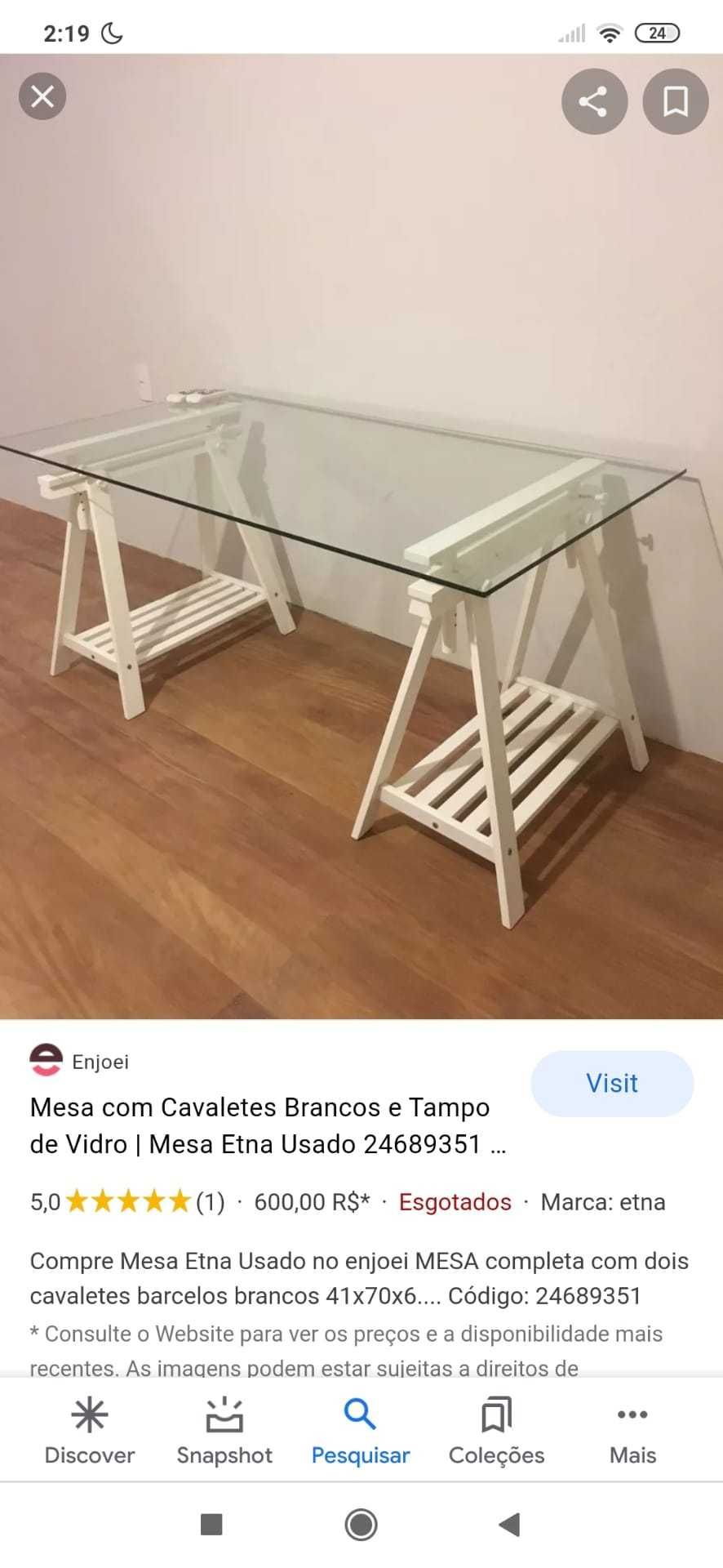 mesa com tampo em vidro