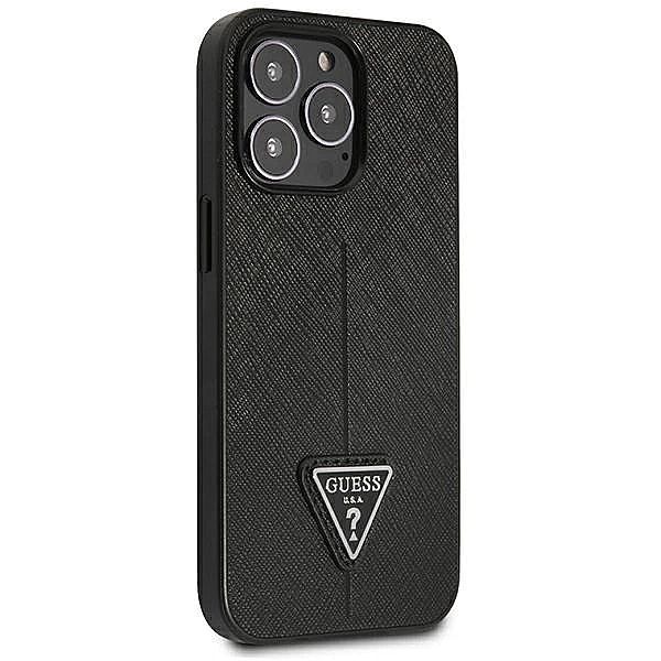 Etui Guess Saffiano Triangle Logo na iPhone 14 Pro - czarne