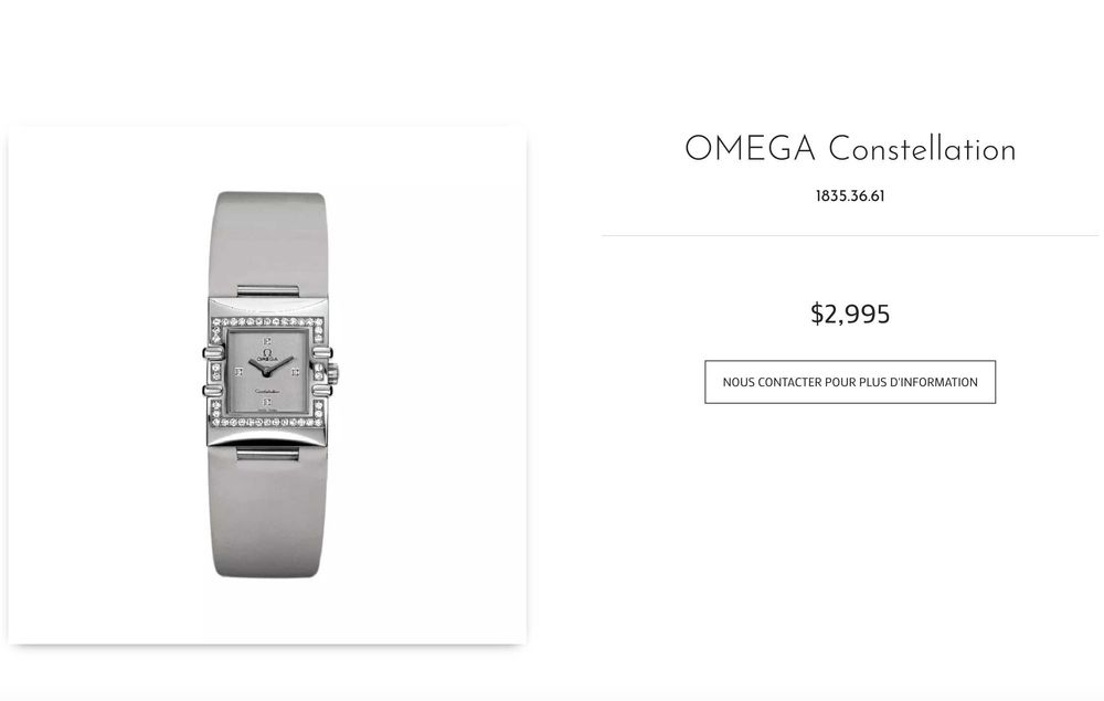 Жіночий годинник Omega Constellation 1835.36.61 Quadra з діамантами