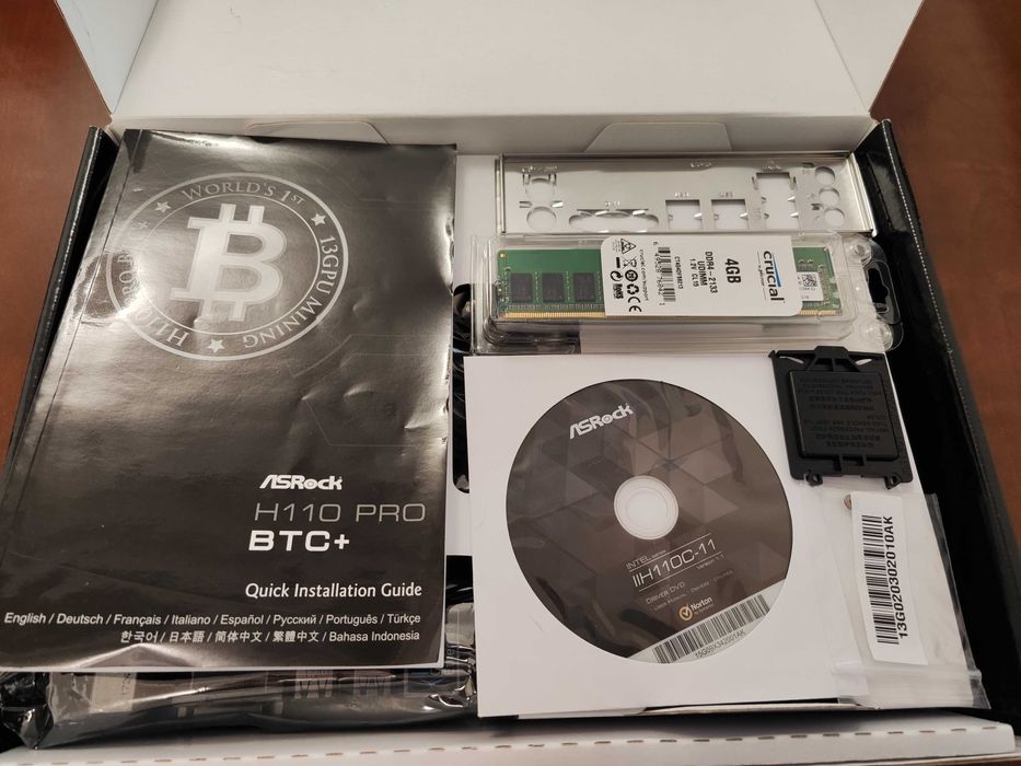 Asrock h110 pro BTC+ CPU + RAM COMBO para Mining Rig