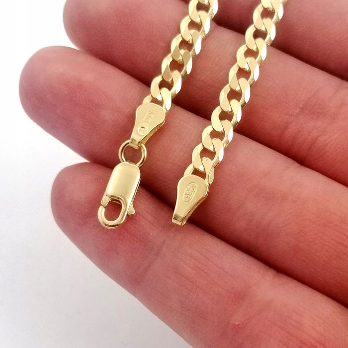 Złoty Łańcuszek Pancerka 4,5 Mm + Krzyżyk Z Orłem Patriortyczny 925/58