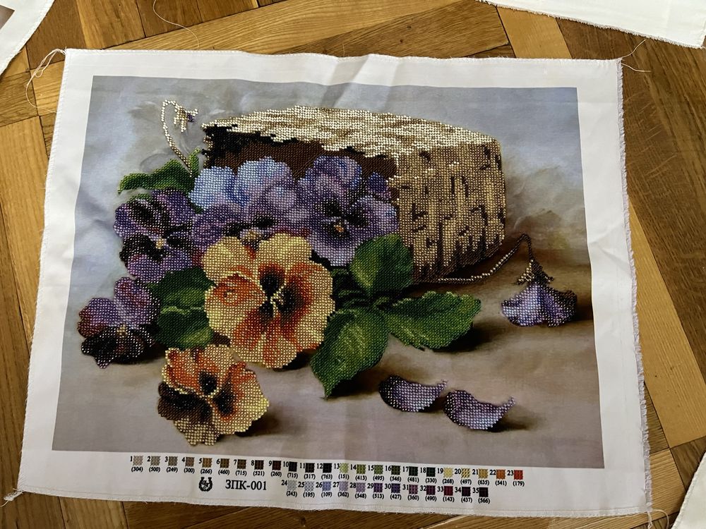 Картина бісером Квіти в корзині, картина бисером