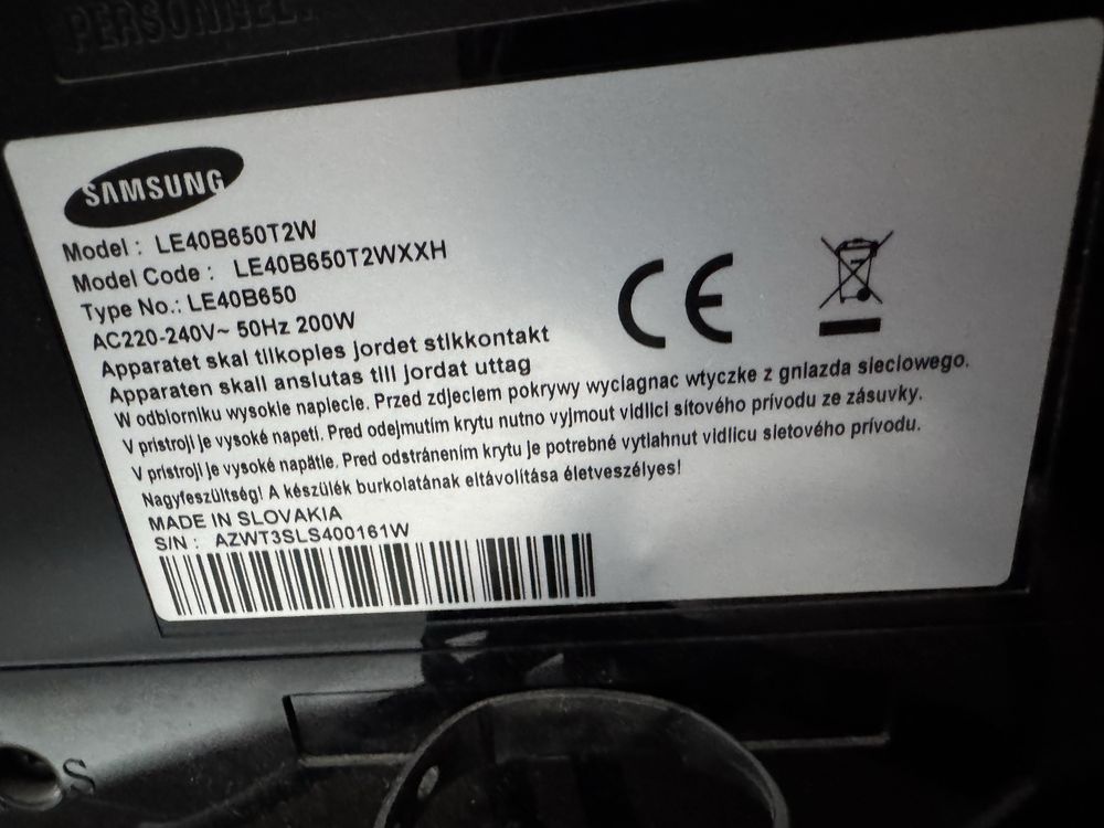 Telewizor LCD Samsung LE40B650 - jak nowy