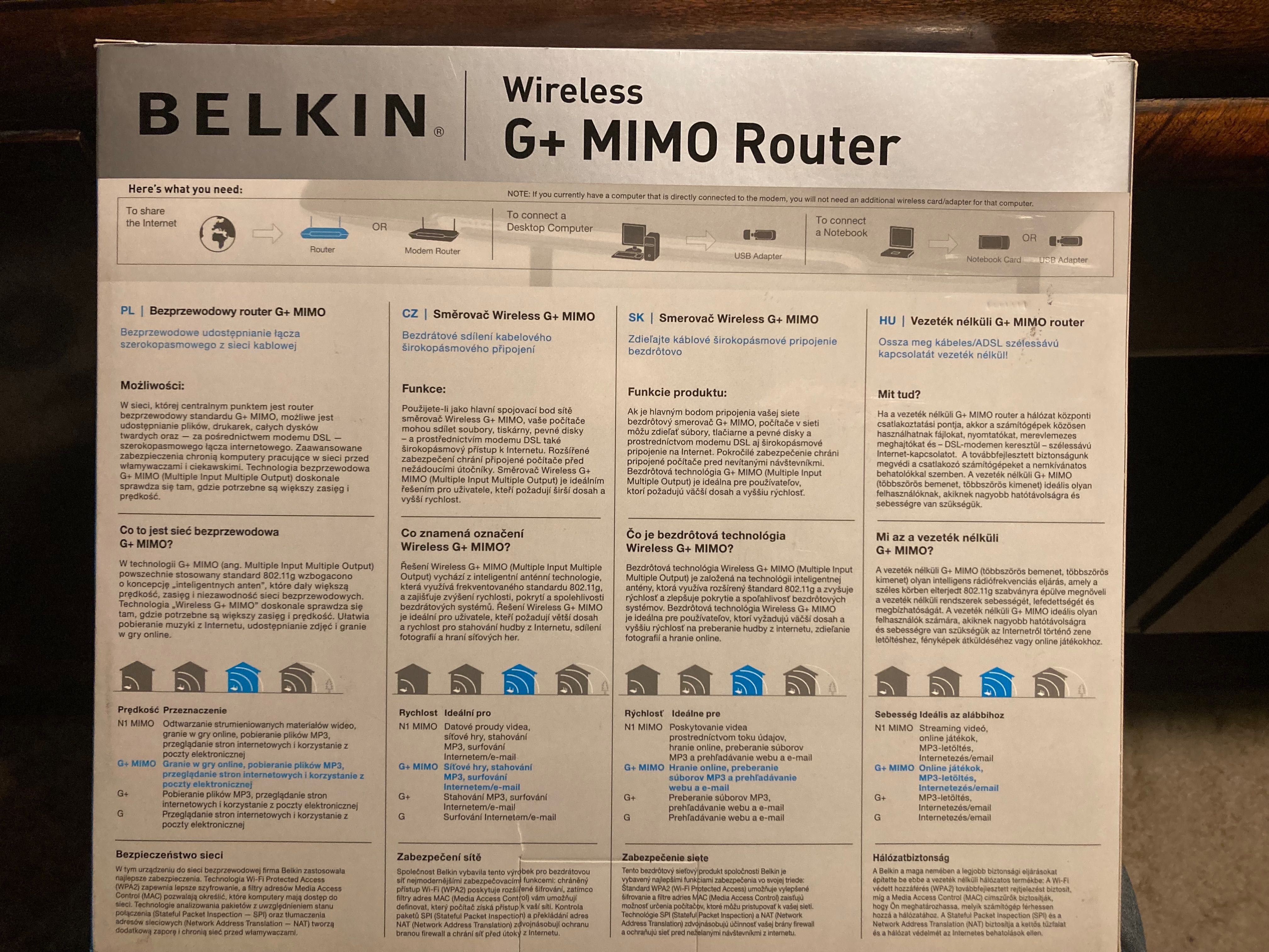Belkin bezprzewodowy G+ MIMO Router F5D9230-4 v5