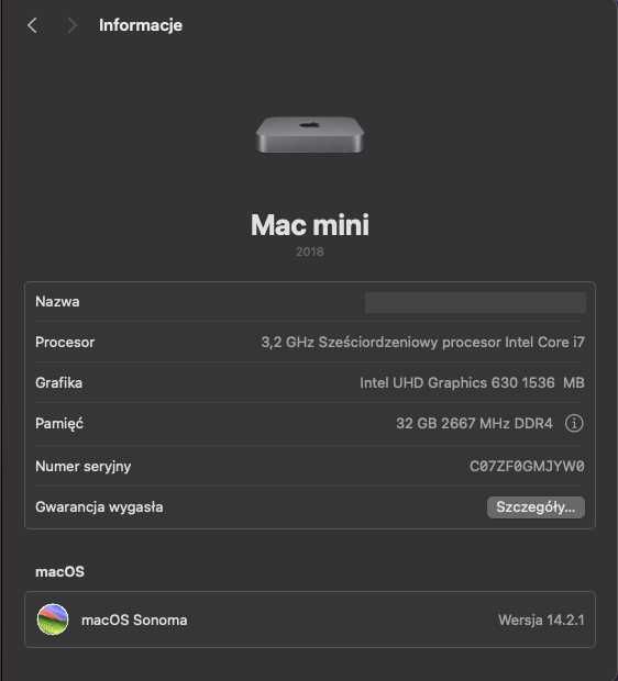 Mac Mini 2018 i7 32GB RAM