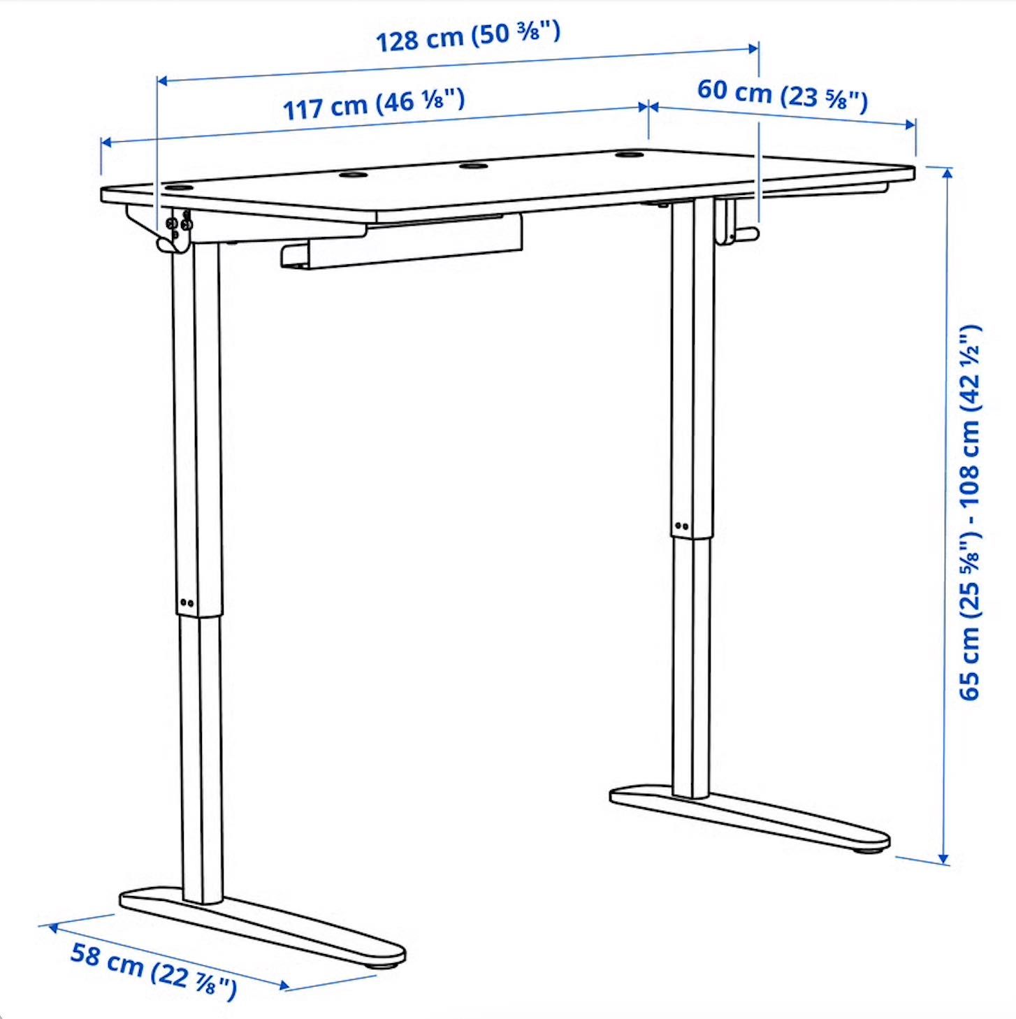 Secretária IKEA RELATERA, branco, 117x60 cm