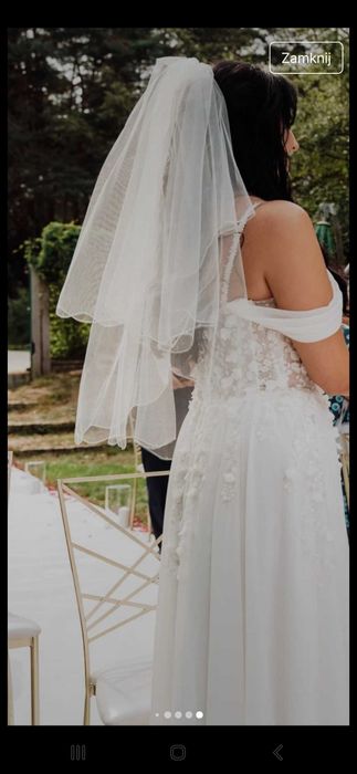 Suknia ślubna, rozmiar M/L, gorsetowa, muślinowa