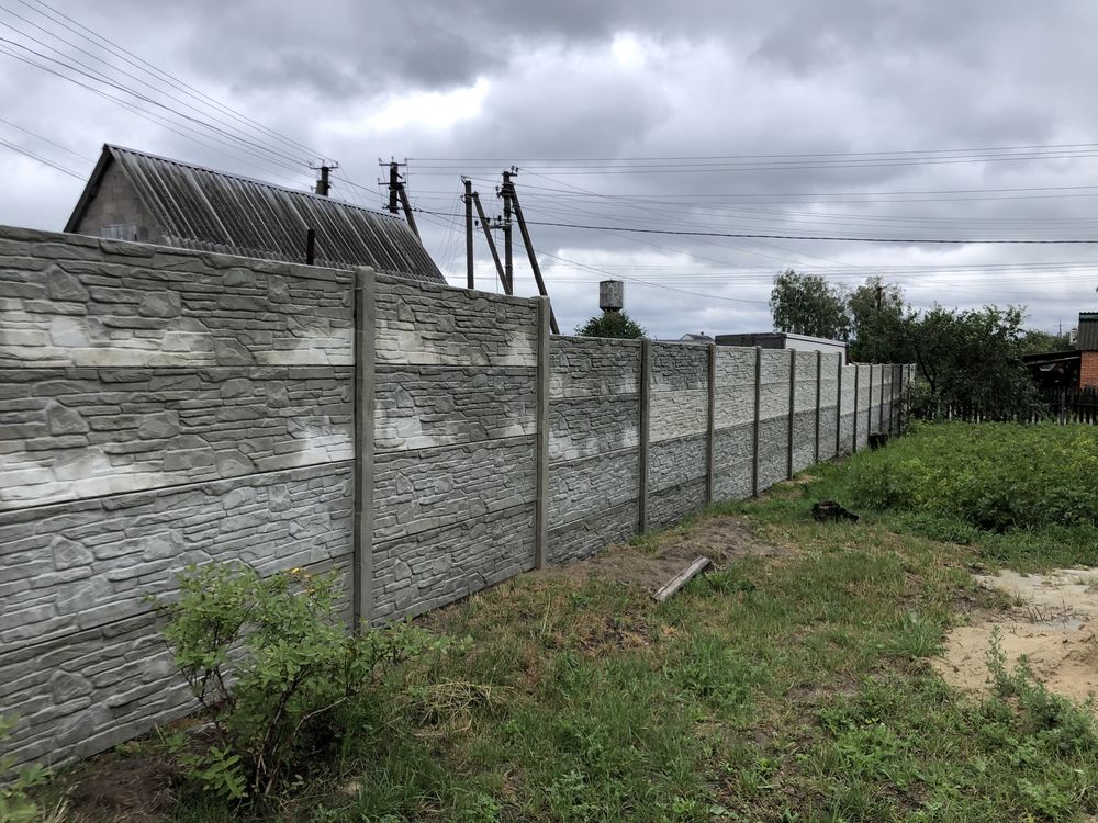 Бетонна огорожа, єврозабор, доска, сайдинг, плити бетонні,стовпчик