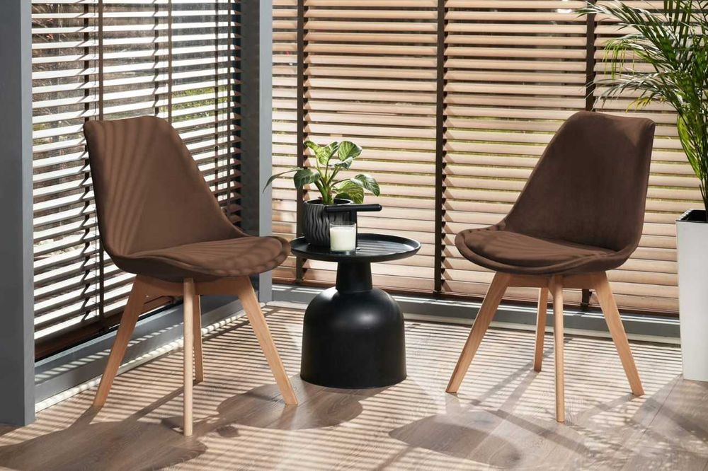 Krzesło Tapicerowane Do Salonu Jadalni Welurowe Z Poduszką Nowoczesne