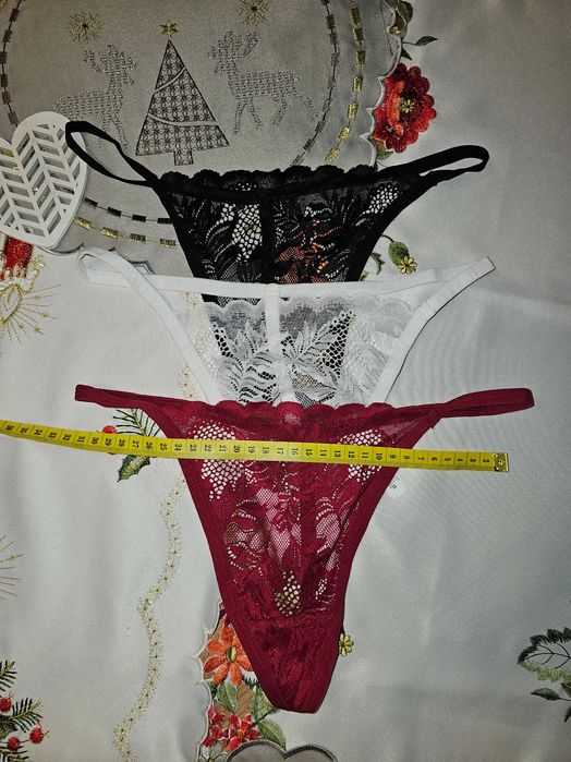 Majtki damskie stringi koronkowe L