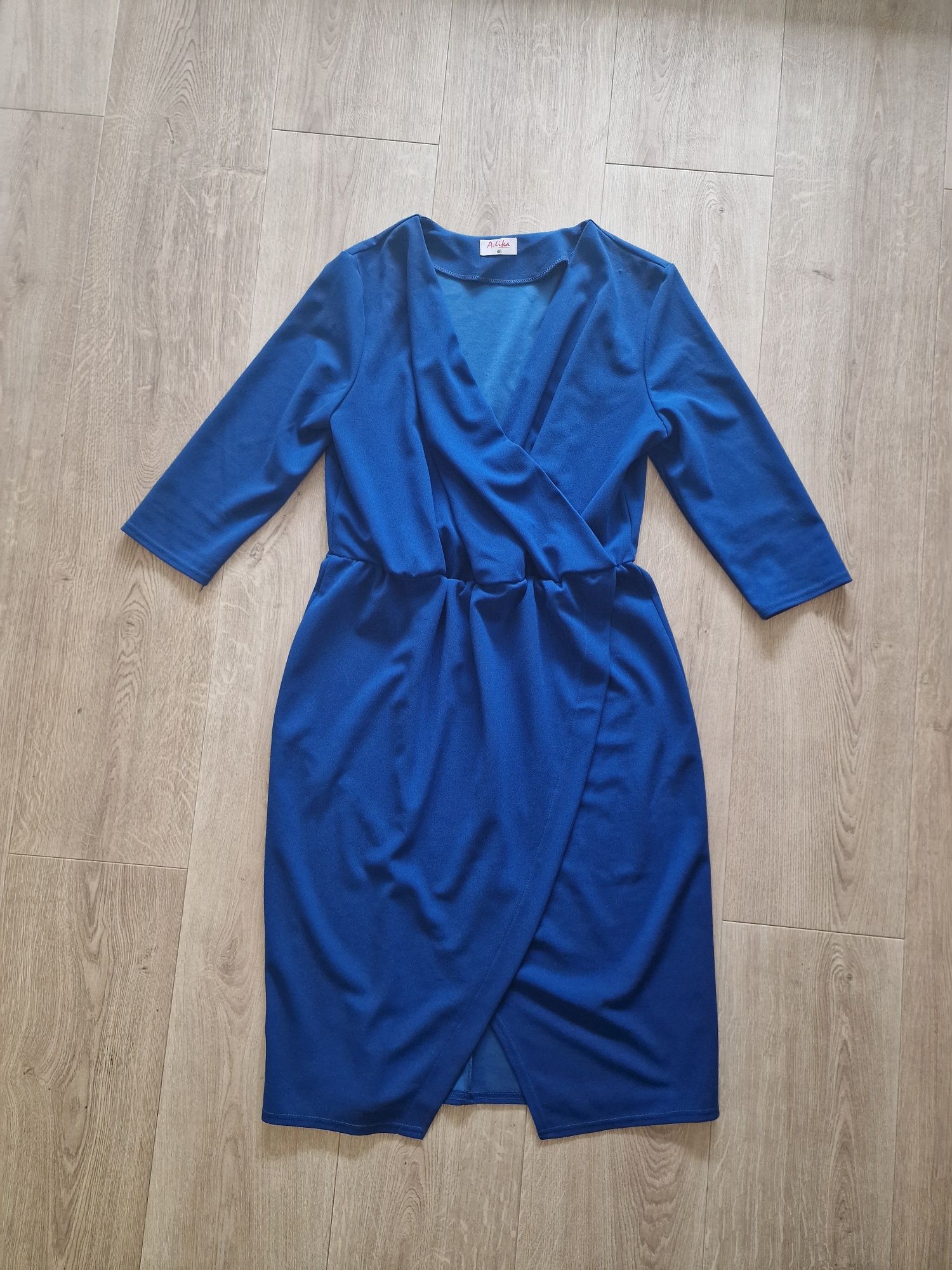 Sukienka 46 XXXL niebieska elegancka midi koktajlowa na wesele