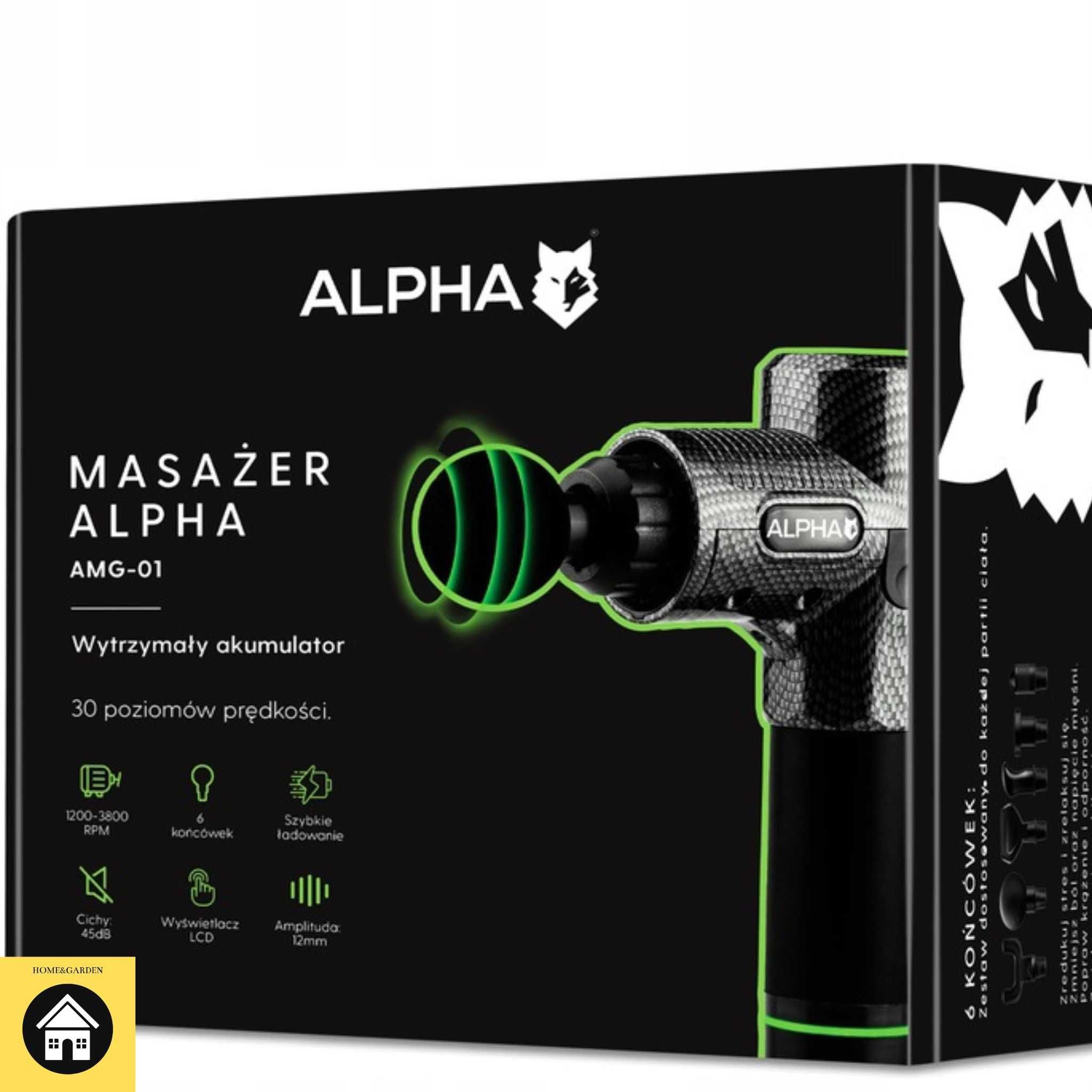 Pistolet do masażu AMG 01 Alpha Masażer 8 głowic + Walizka w Zestawie