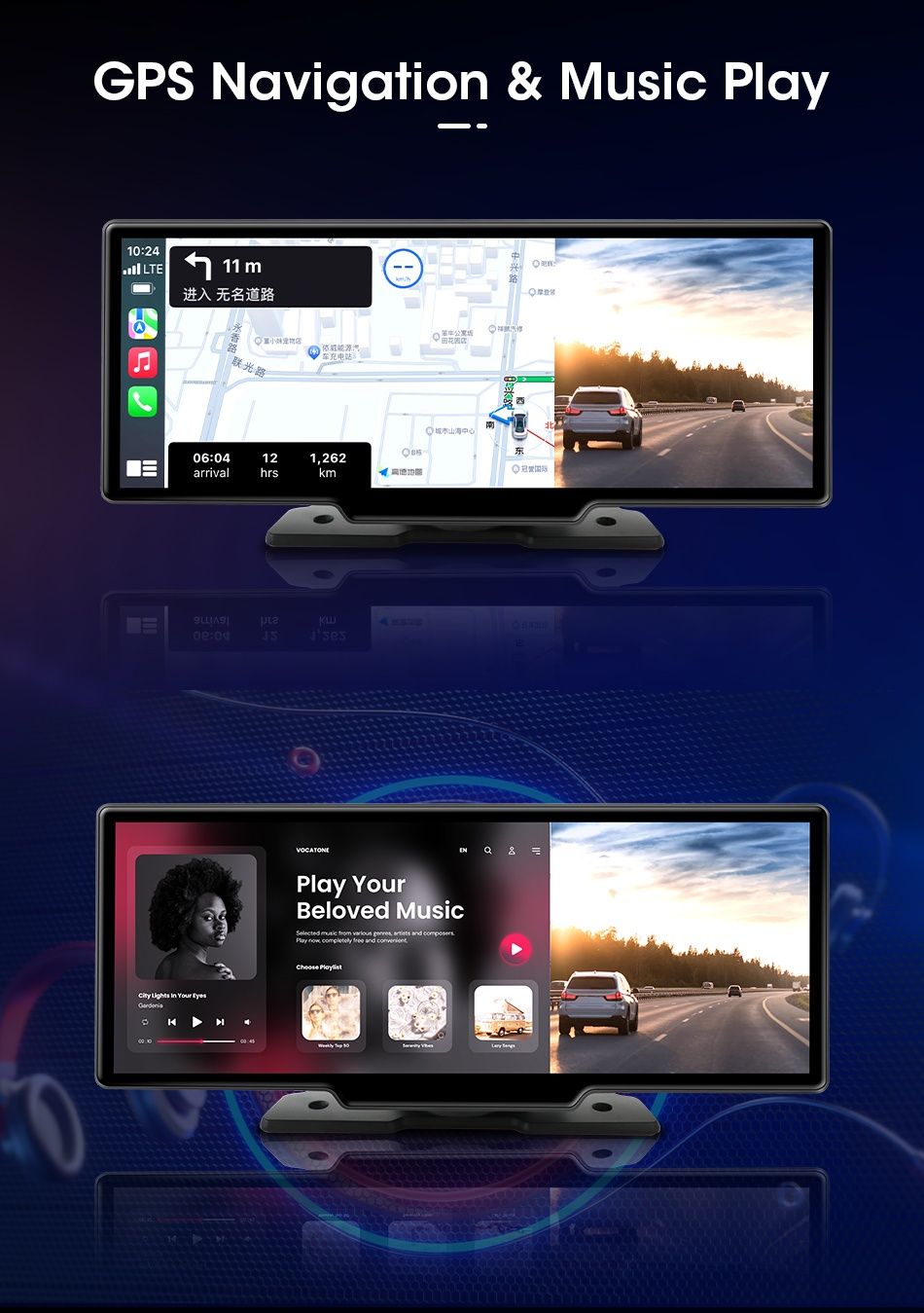 Автомагнитола Видеорегистратор с CarPlay и Android Auto+Камера AHD 720