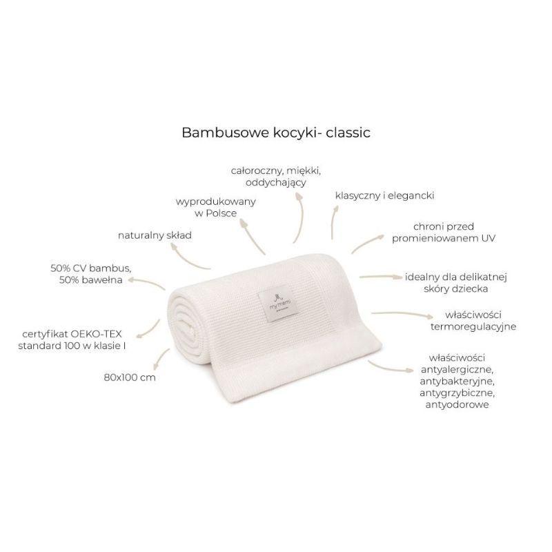 Bambusowy kocyk classic powder pink 80x100 - My Memi